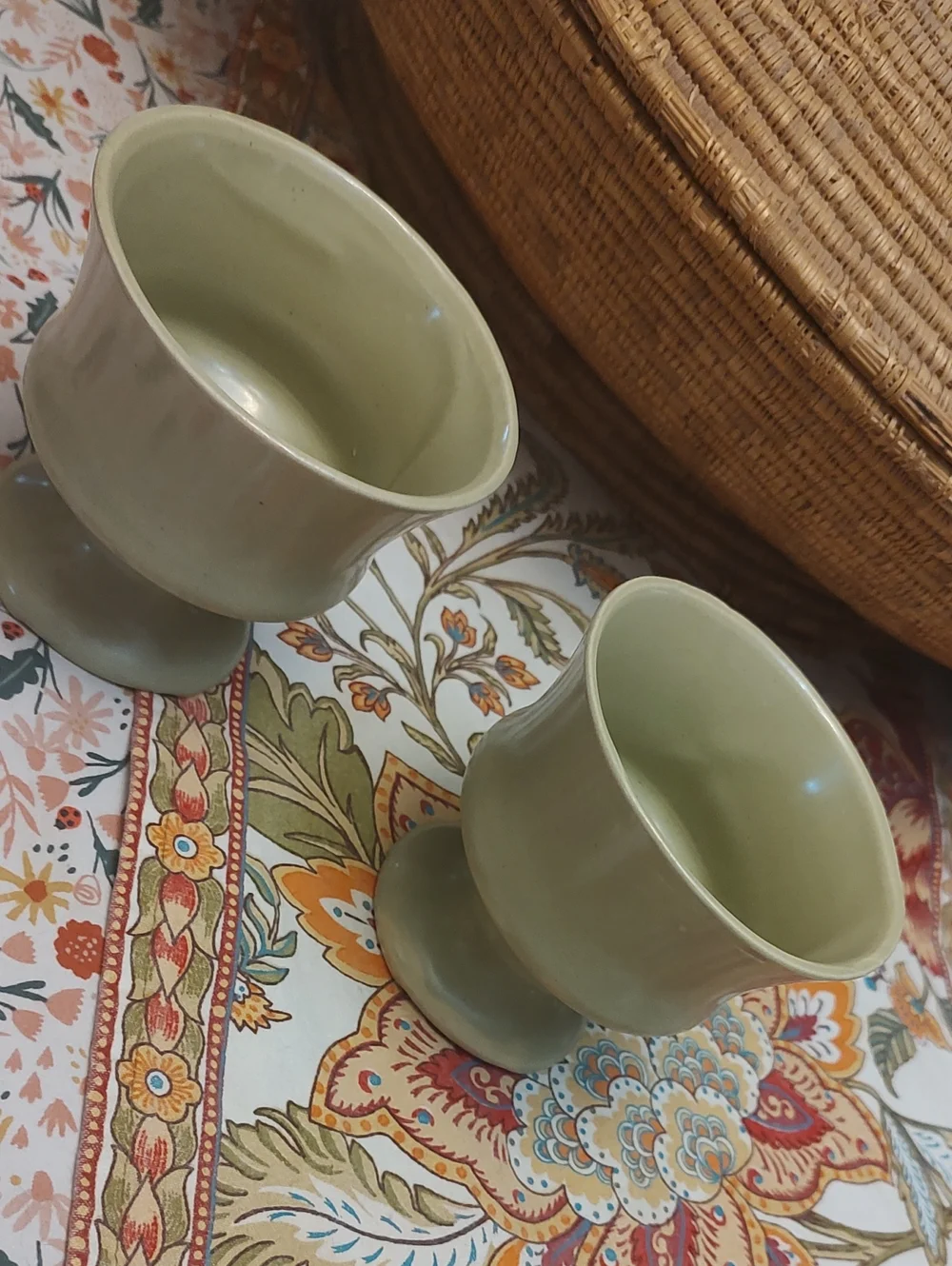 Vintage Sage, Olive Green Ceramic Mid Century Planters, Flower Vases